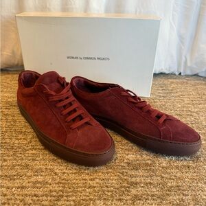 Common Projects Women’s Burgundy Suede Sneakers